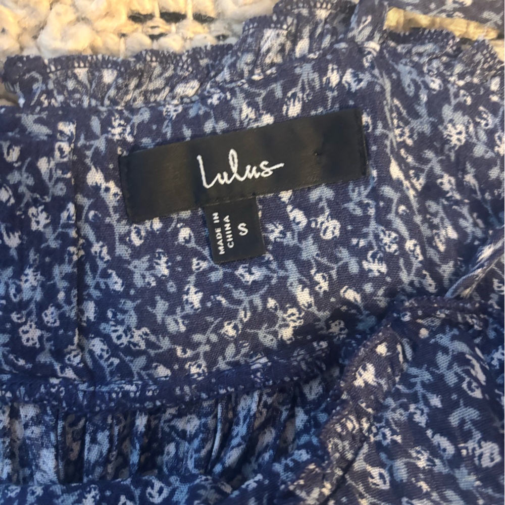 Lulu's Navy Floral Babydoll Tiered Dress - Picture 8 of 8